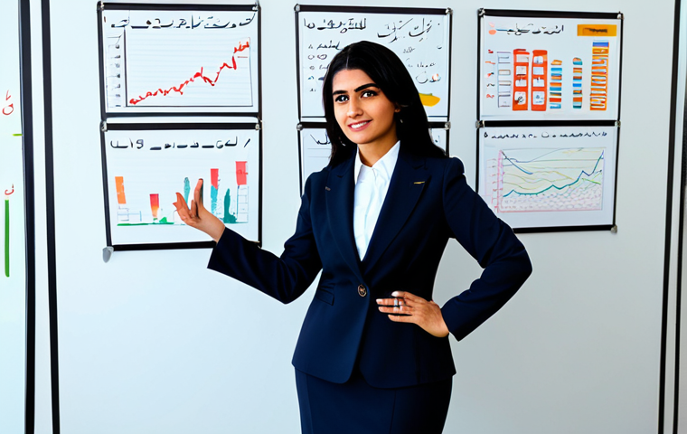 Overcoming Fears**

"A professional Arab businesswoman, fully clothed in a stylish and modest business suit, confidently standing in front of a large whiteboard covered in motivational quotes and diagrams, safe for work, perfect anatomy, correct proportions, natural pose, well-formed hands, proper finger count, natural body proportions, professional, modest clothing, family-friendly, appropriate content. The background is a bright, modern office space with Arabic calligraphy art on the walls. High quality, professional photography."

**