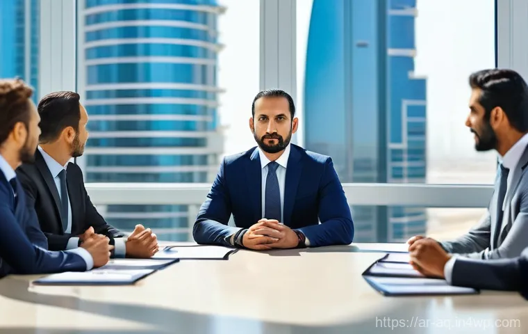 피드백을 통한 리더십 스타일 변화 - **Prompt:** A dynamic and empathetic male Arab leader in his late 40s, dressed in a sharp modern bus...
