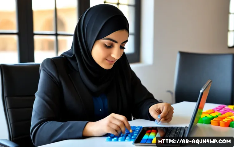 피드백 활용을 위한 KPI 설정하기 - Photorealistic modern Middle Eastern office, Arab businesswoman in modest professional attire review...